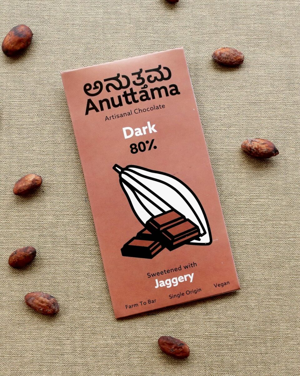Anuttama 80% Cocoa | Dark | Sweetened with Jaggery – 50g