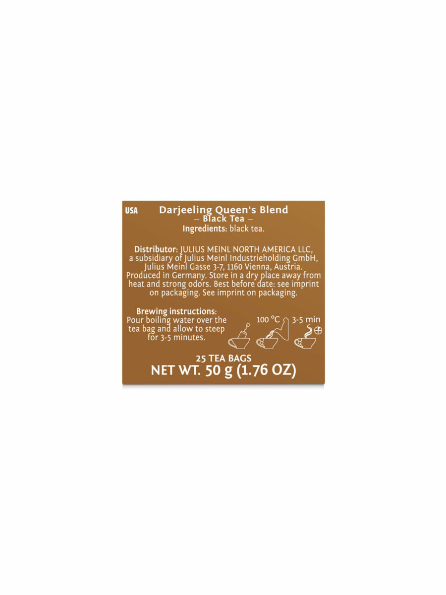JULIUS MEINL Darjeeling Queens Blend, 50g (Pack of 25 Tea Bags | Black Tea | Imported Tea Bags)