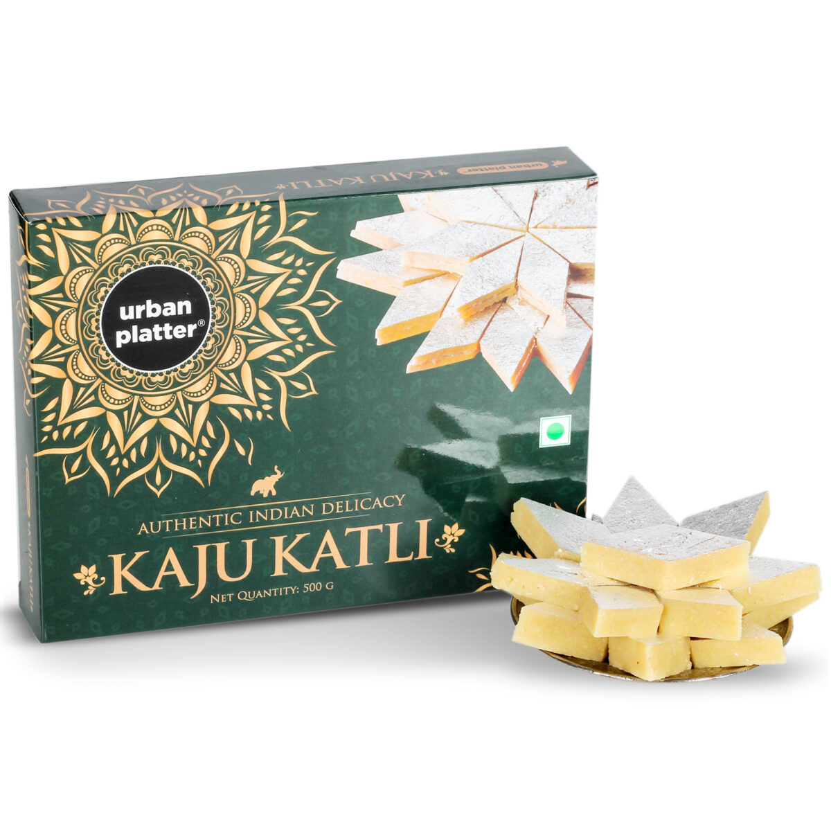 Urban Platter Kaju Katli, 500 g (Traditional Indian Mithai | Cashew Nut Sweet | Kaju Barfi | Plant-Based)