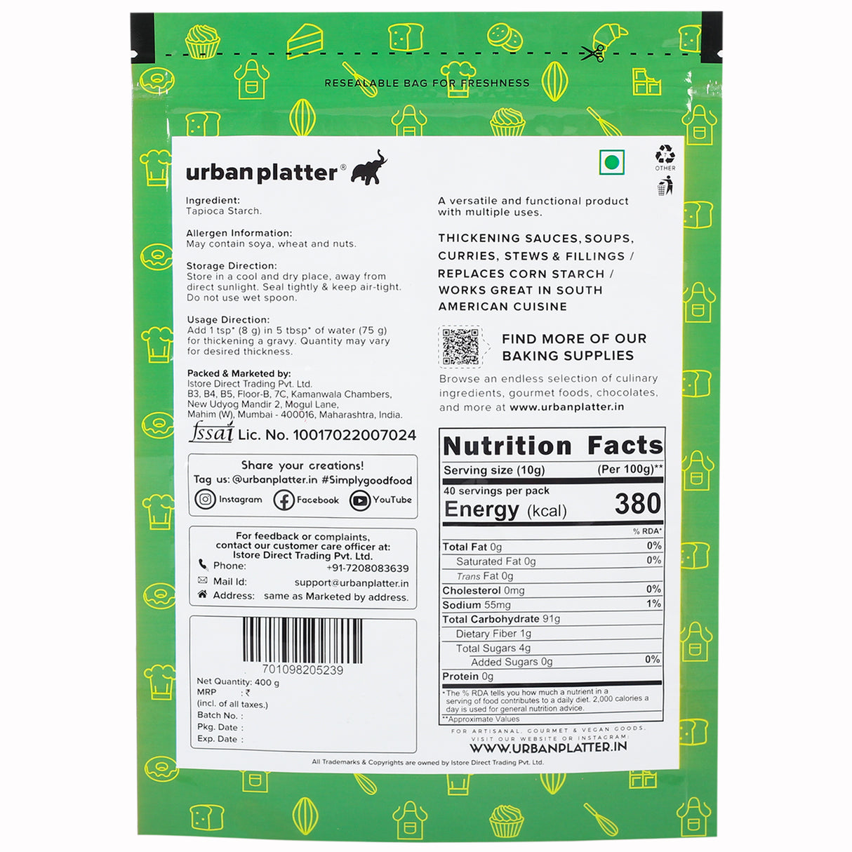 Urban Platter Tapioca Starch Powder, 400g