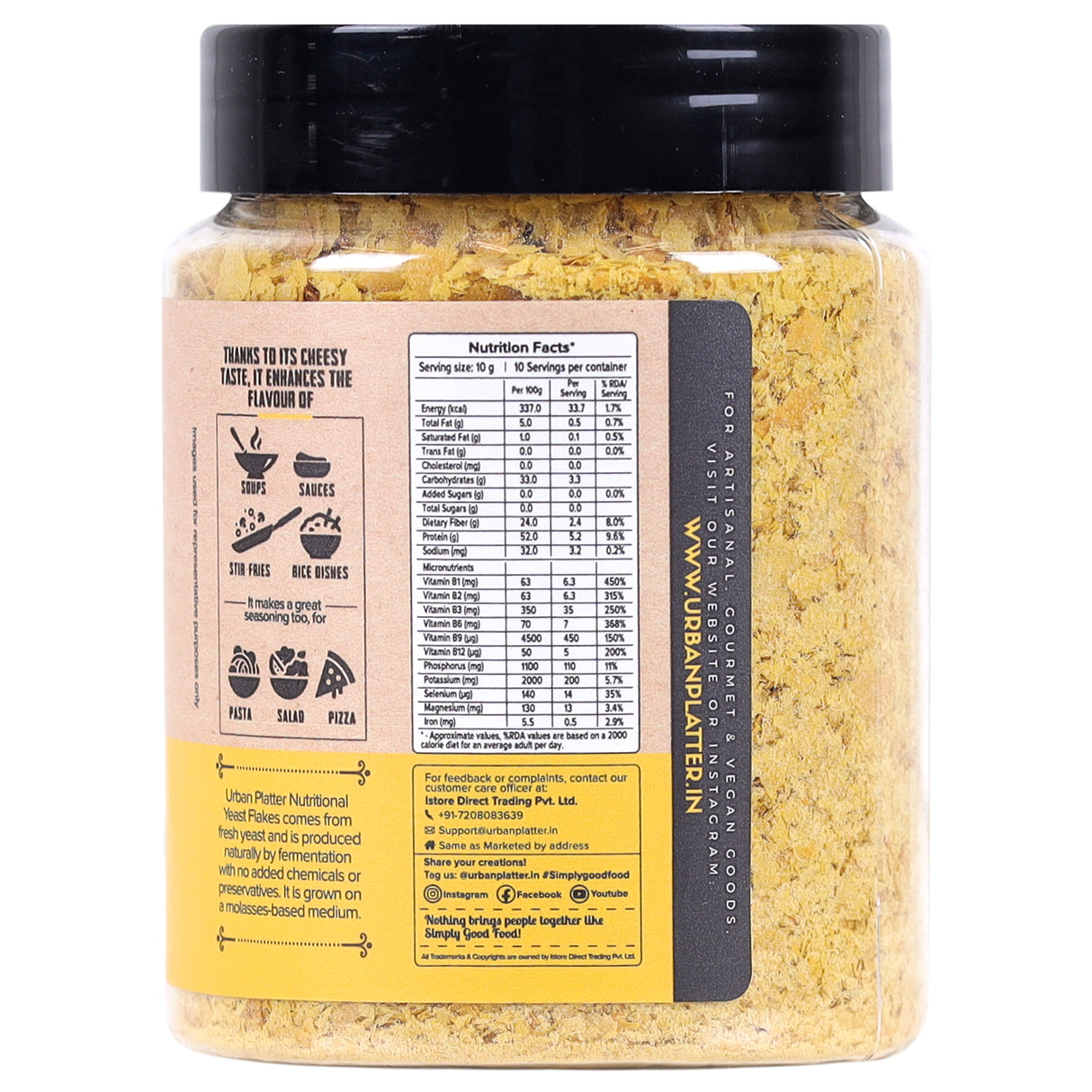 Urban Platter Nutritional Yeast Flakes, (Rich in Vitamin B12 | Gluten-Free | Perfectly Plant-Based Nutty and Cheesy Nooch | Savoury Seasoning)