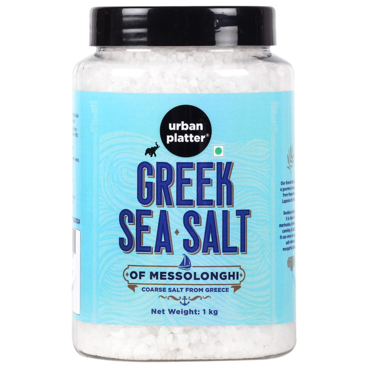 Urban Platter Greek Sea Salt of Messolonghi, 1Kg (Coarse Sun-dried Salt from Greece, Pure Mediterranean Sea Salt for Seasoning and Finishing | Ideal to Make brine and Sprinkling on breads and Salads)