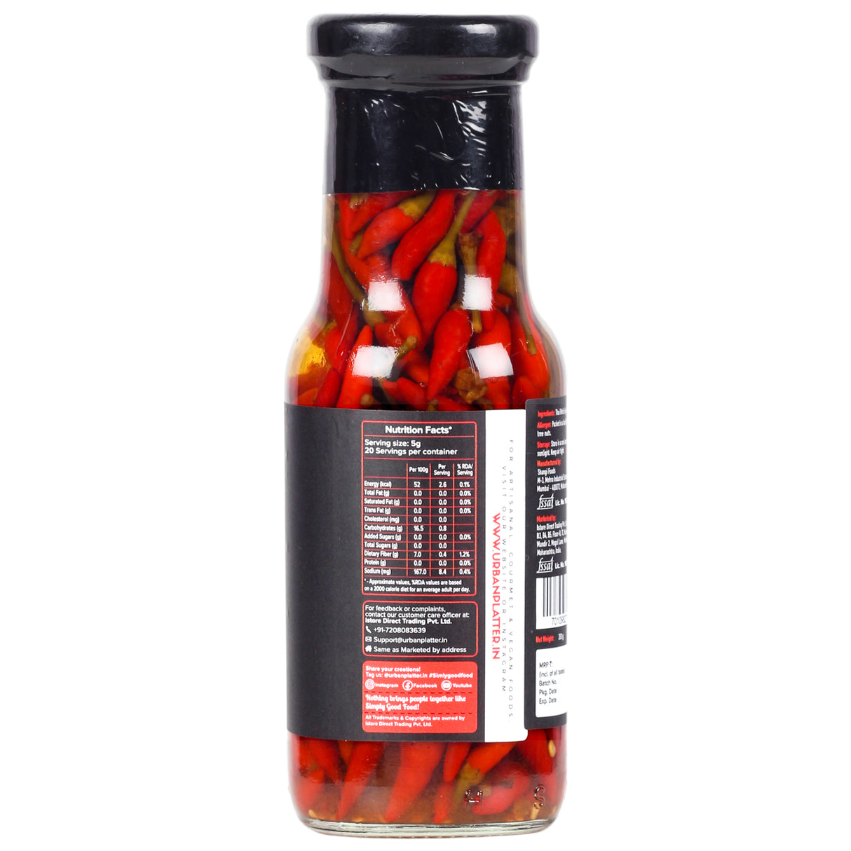 Extra Spicy Thai Bird's Eye Chilli in Vinegar, 200g