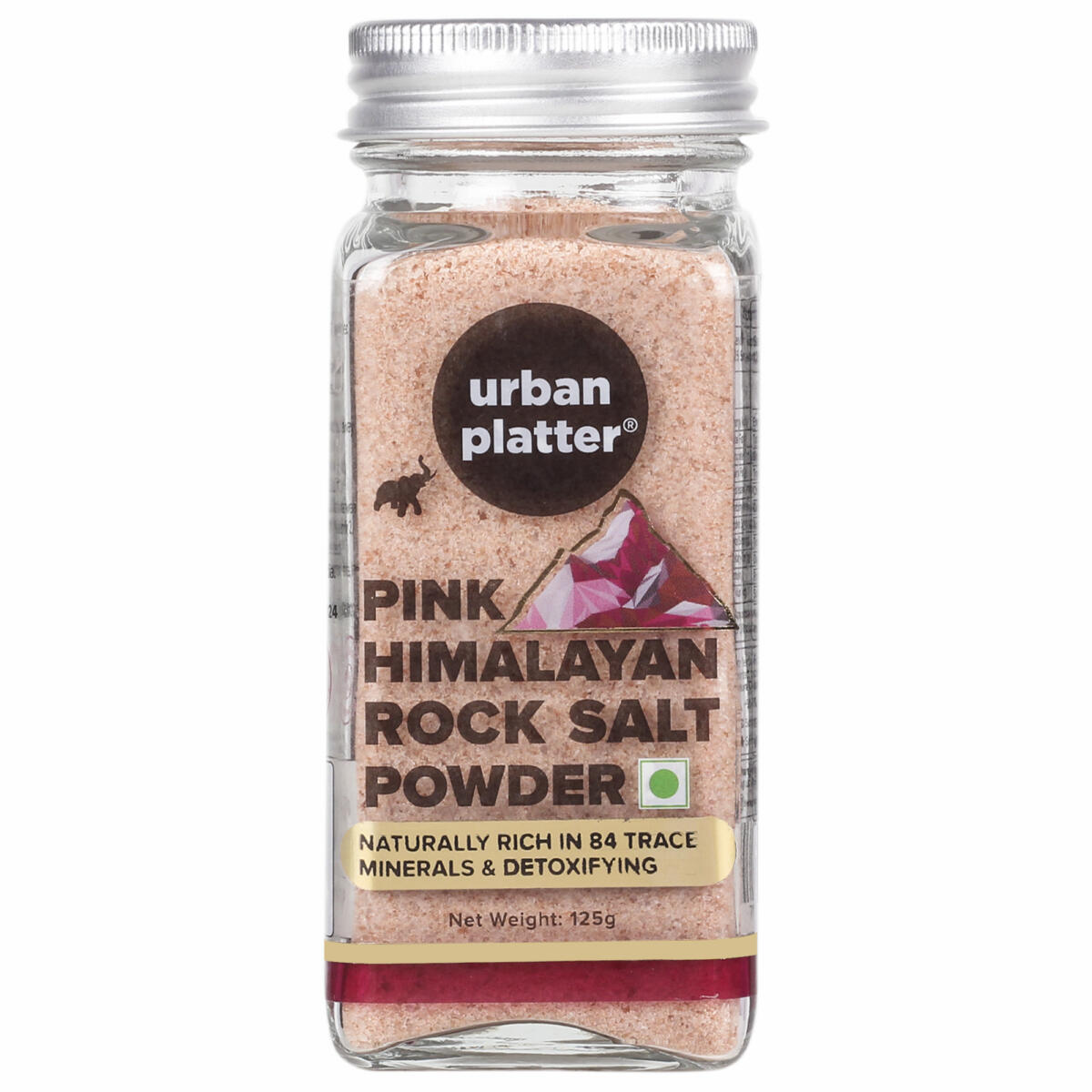 Urban Platter Pink Himalayan Rock Salt Powder, 125g (Unrefined | Additive Free | Sendha Salt | Glass Bottle)
