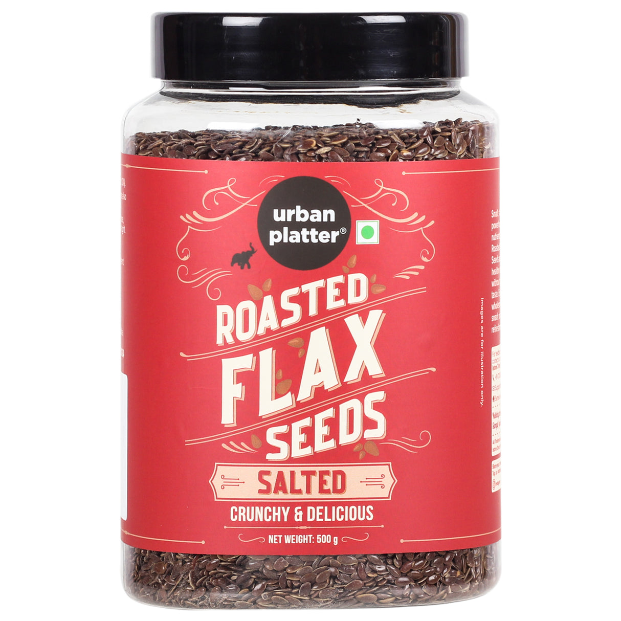 Urban Platter Roasted Flax Seeds, 500g (Alsi, Heart-Healthy, Protein and Fiber Rich, Use in salads, After meal Digestive) - front pack
