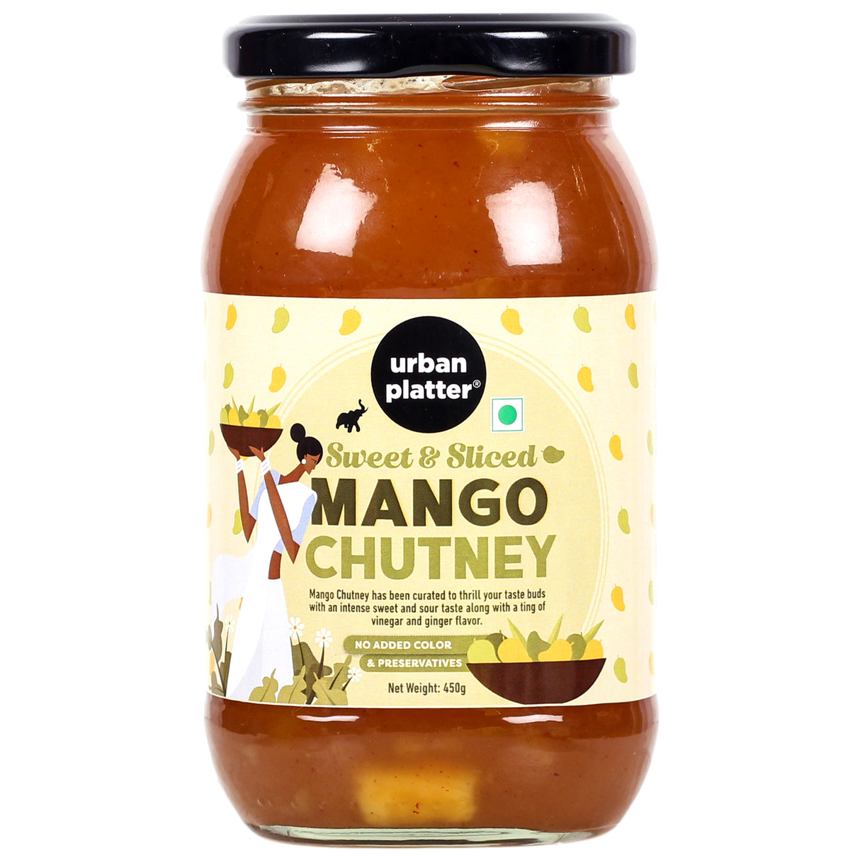 Urban Platter Sweet Mango Chutney, 450g (Ready to Eat | Sweet & Sour Chutney | Use as a dip, sauce, glazing agent or spread)