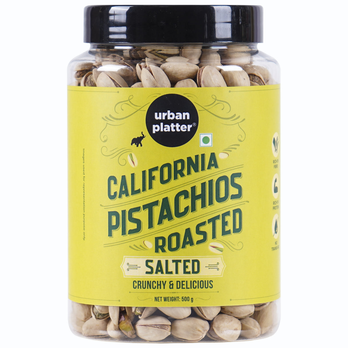 Urban Platter Roasted Salted California Pistachios, 500g (Lightly Salted | Premium California Pistachios In Shell | Rich in Fibre | Rich in Protein | Add to Fruit Salads, Oatmeals, Trail Mixes, Desserts, Baked Goods)