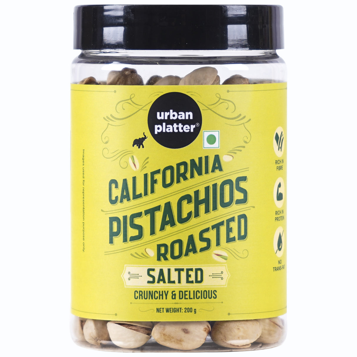 Urban Platter Roasted Salted California Pistachios, 200g [Lightly Salted | Premium California Pistachios In Shell | Rich in Fibre | Rich in Protein | Add to Fruit Salads, Oatmea...