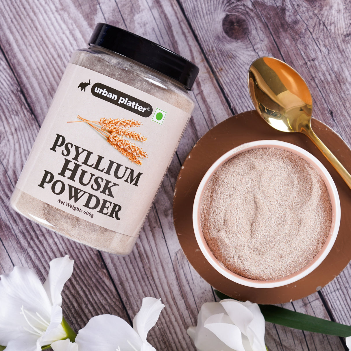 Urban Platter Psyllium Husk Powder (Isabgol Atta), 600g (Rich in Dietary fibre | Supports Digestive Health | Ideal for Baking & Gut Wellness)