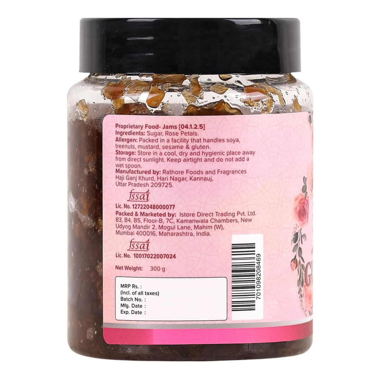 Natural Gulkand (Rose Petal Jam) (100% Natural | Sun Dried | Natures Coolant | Made from Chaitri Roses)
