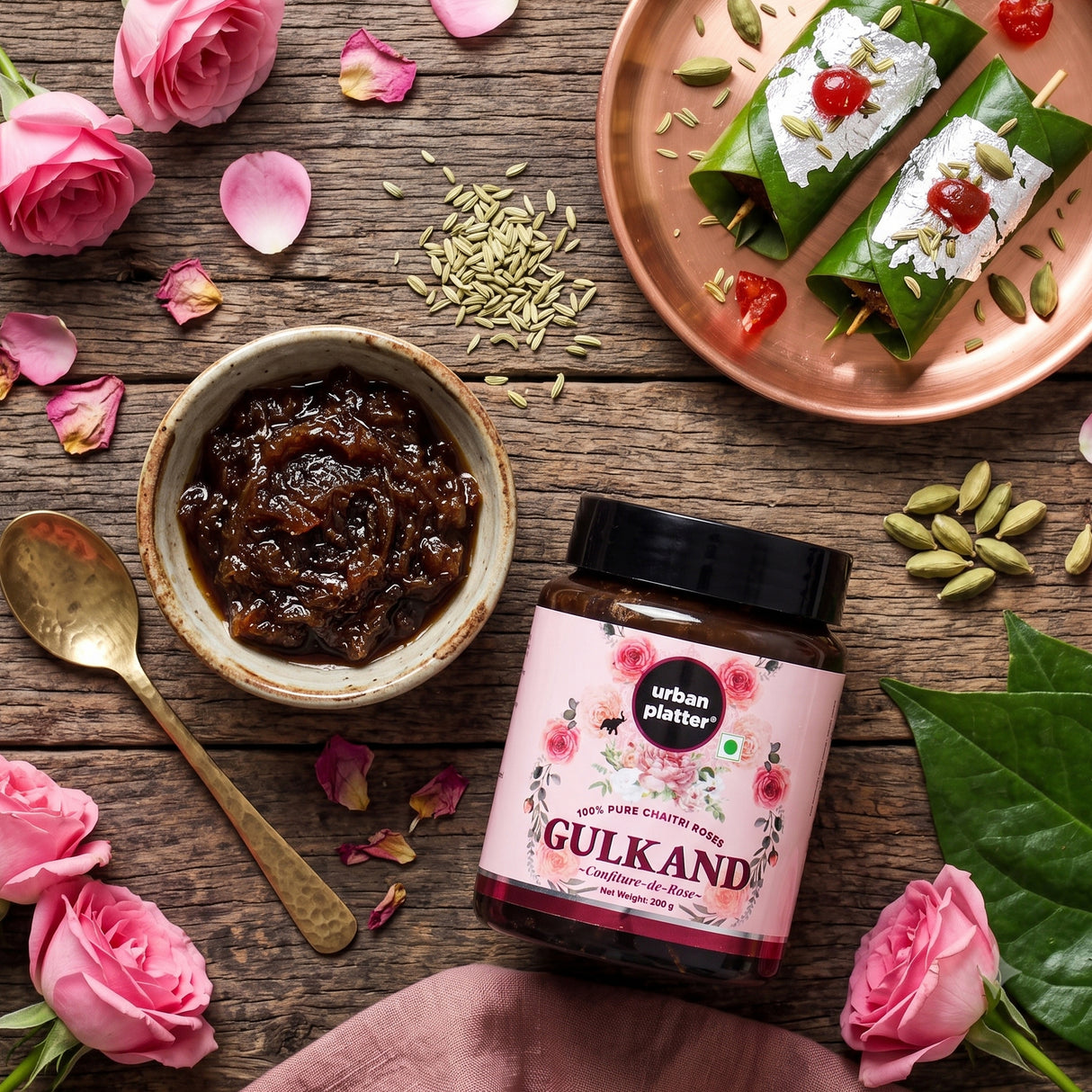 Natural Gulkand (Rose Petal Jam) (100% Natural | Sun Dried | Natures Coolant | Made from Chaitri Roses)