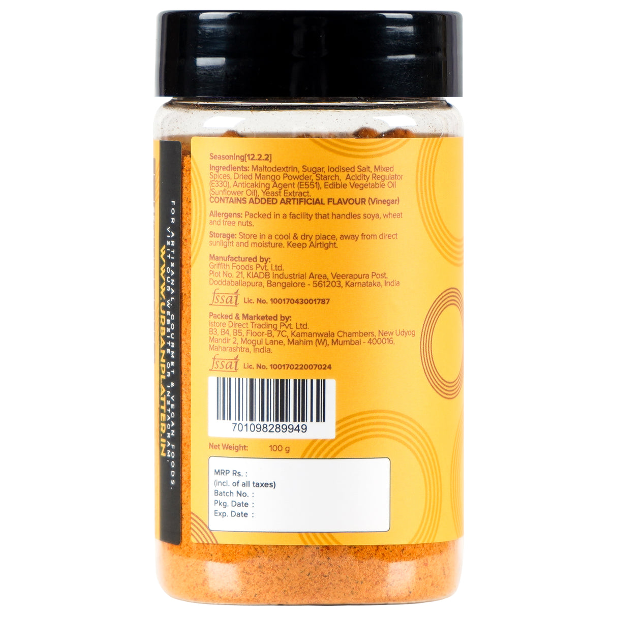 Jain Achari Tikka Seasoning, 100g (Sprinkle on Makhana & Chips, Traditional Spice Blend)