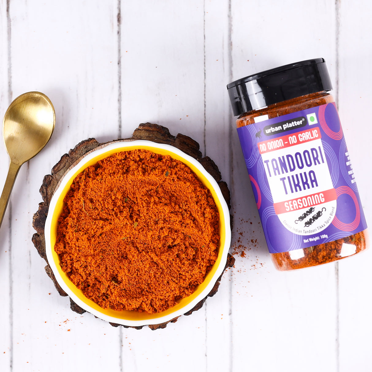 Urban Platter Jain Tandoori Tikka Seasoning, 100g (Smoky BBQ-style Spice Blend | Onion & Garlic- free | Great for Fries, Popcorn, Makhanas & Marinades)