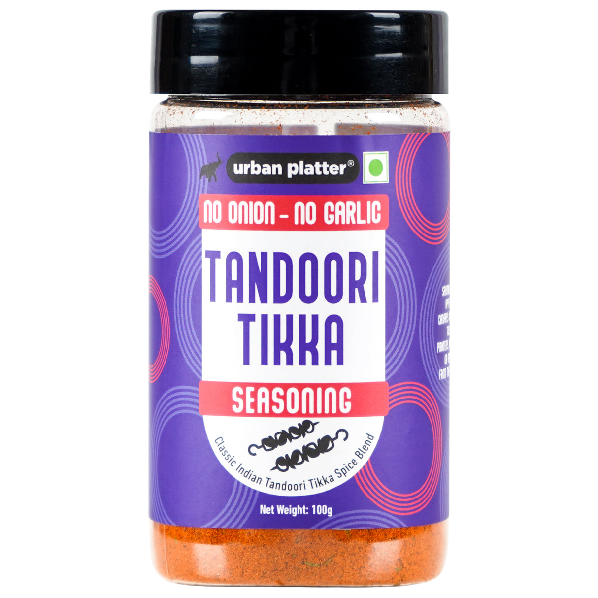 Urban Platter Jain Tandoori Tikka Seasoning, 100g (Smoky BBQ-style Spice Blend | Onion & Garlic- free | Great for Fries, Popcorn, Makhanas & Marinades)