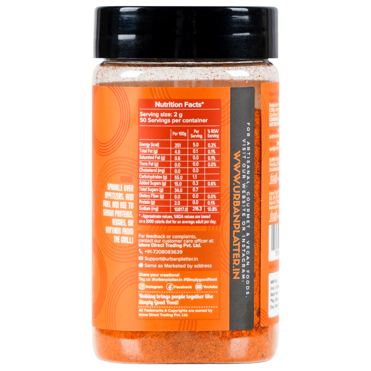 Urban Platter Jain Peri Peri Seasoning, 100g (Signature African-Style Spice Blend | Onion & Garlic- free | Great For Fries, Popcorn, Makhanas & Marinades)