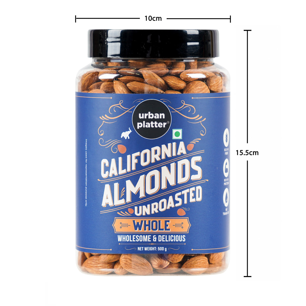 Urban Platter Raw California Almonds, 500g (Rich in Fibre | Rich in Protein)
