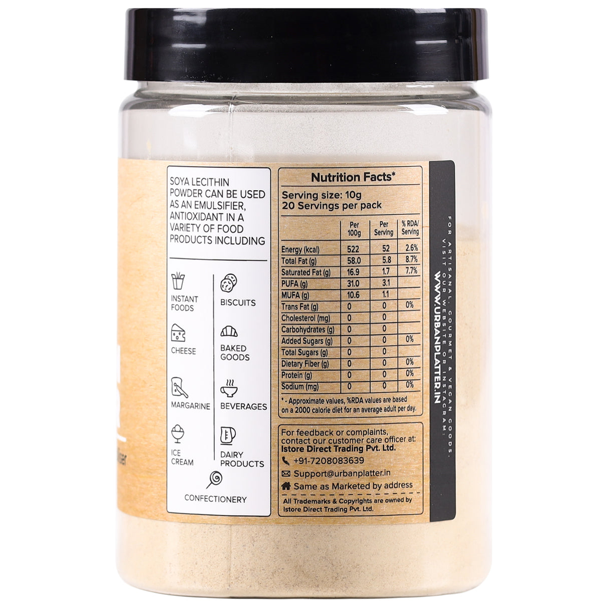 Urban Platter Soy Lecithin Powder, 200g (Soya lecithin | Emulsifier | Thickener | Stabiliser | Natural Food Additive | Add to bakery, chocolate & confectionery products)