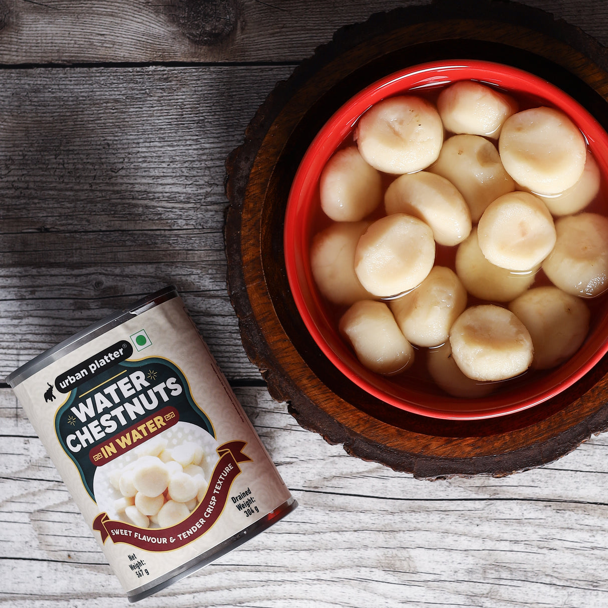 Urban Platter Water Chestnuts in Water, 567g (Drained Weight - 304g, Sweet, Tender, Ideal for Stir-Fries, Asian Dishes)