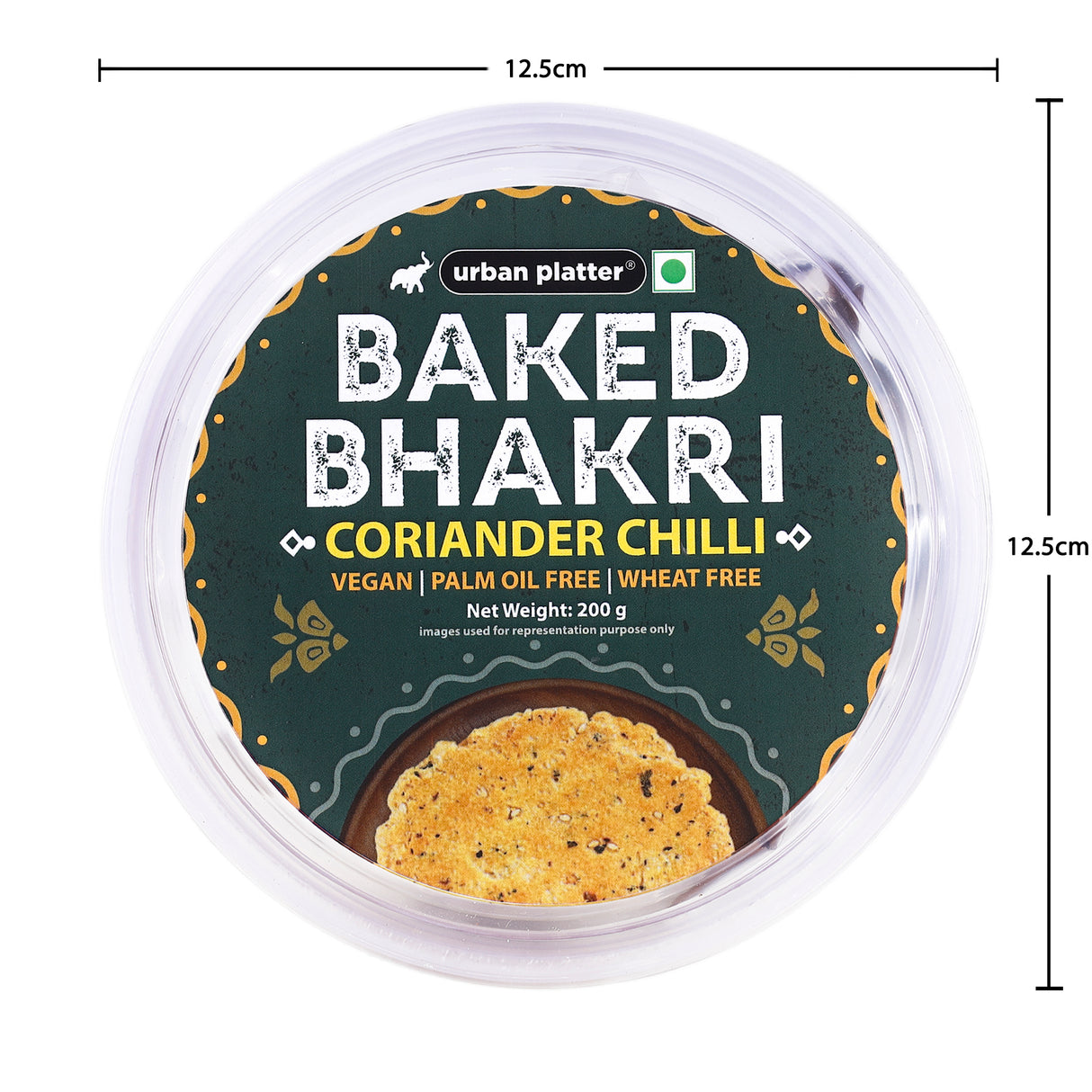 Urban Platter Baked Coriander Chilli Bhakri, 200g (Wheat Free, Traditional Gujarati Snack)