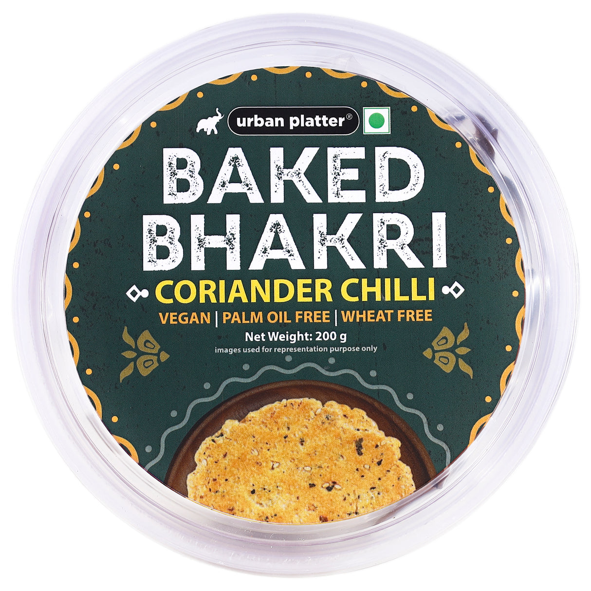 Urban Platter Baked Coriander Chilli Bhakri, 200g (Wheat Free, Traditional Gujarati Snack)