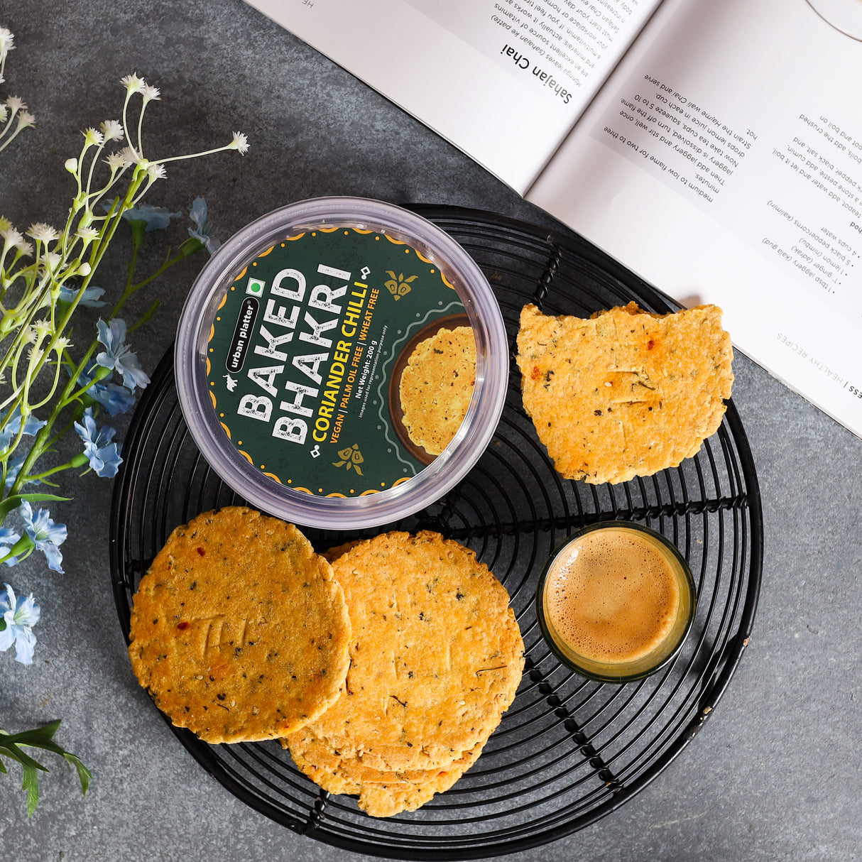 Urban Platter Baked Coriander Chilli Bhakri, 200g (Wheat Free, Traditional Gujarati Snack)