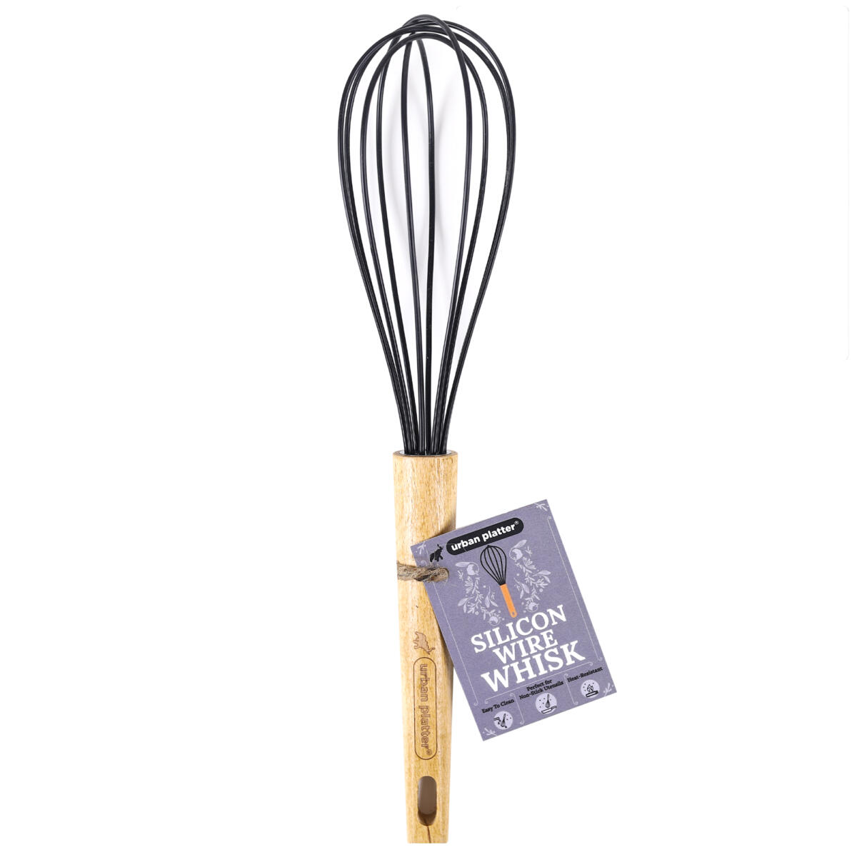 Urban Platter Silicone Wire Whisk, Milk and Cream Beater Blender - Blending, Whisking, Beating, Stirring With Wooden Handle [Easy to Clean, Perfect for Non-stick Utensils, Heat...