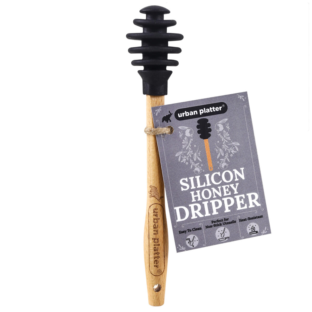Urban Platter Silicone Dipper for Honey,Maple Syrup, Molasses, Melted Chocolate, Caramel Dippers Server [With Wooden Handle, Easy to Clean, Perfect for Non-stick Utensils, Heat...