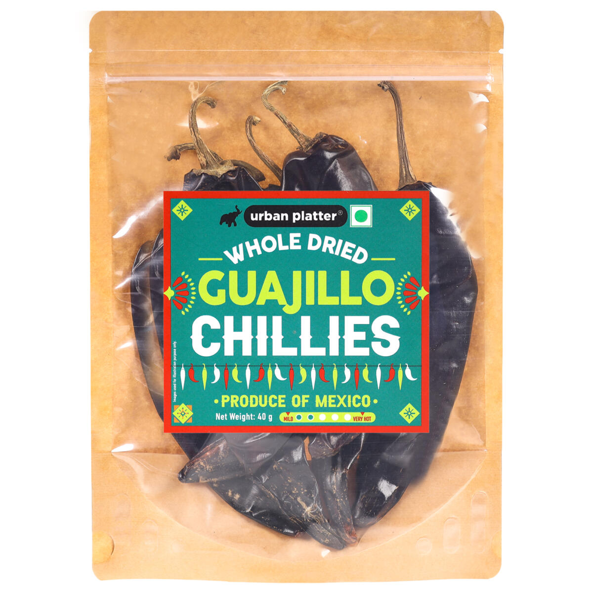 Urban Platter Whole Dried Guajillo Chillies, 40g (Mexican Chilli, Medium Spicy, Sweet, Tangy, Earthy Flavour, Use in sauces, marinades, as a condiment)