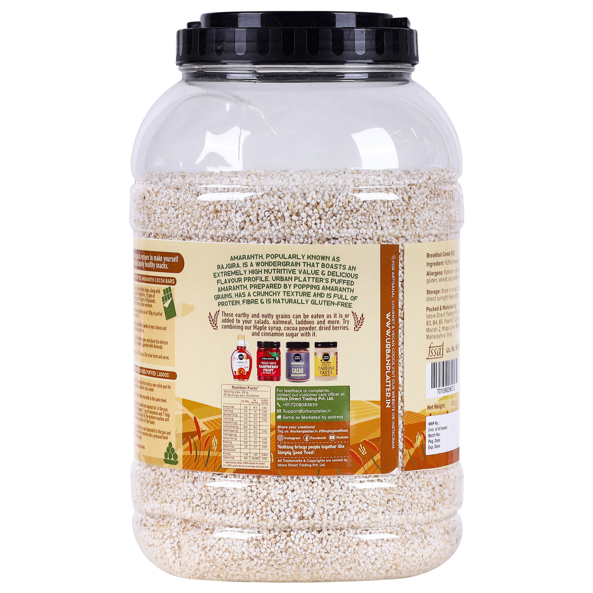 Puffed Amaranth, 350g (Rajgira, High in Protein & Fibre, Healthy Puffed Snack, Gluten-free)