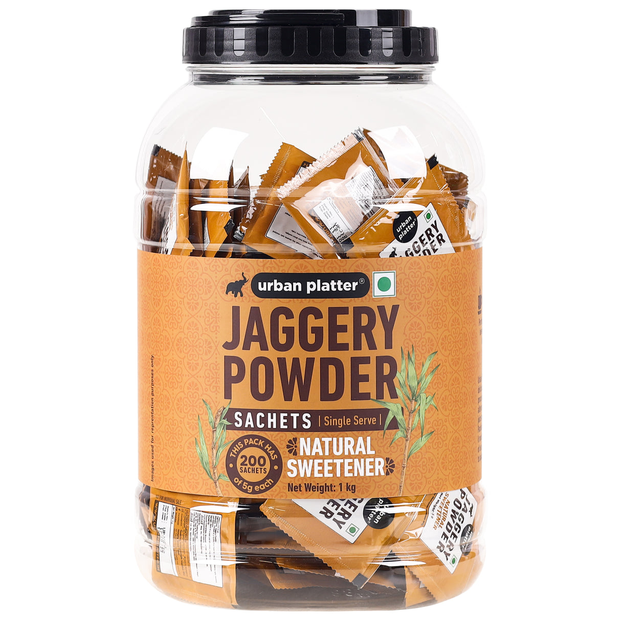 Urban Platter Jaggery Powder Sachets, 1Kg (200 Sachets, 5 grams Each)