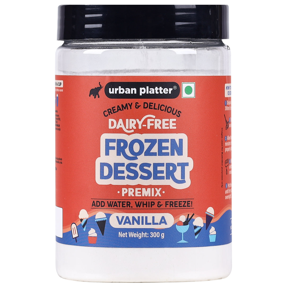 Urban Platter Dairy-Free Frozen Dessert Vanilla Premix, 300g (Product of Europe, Creamy & Delicious, Enjoy with Waffles, Cold Coffee, Hot Chocolate & more!)