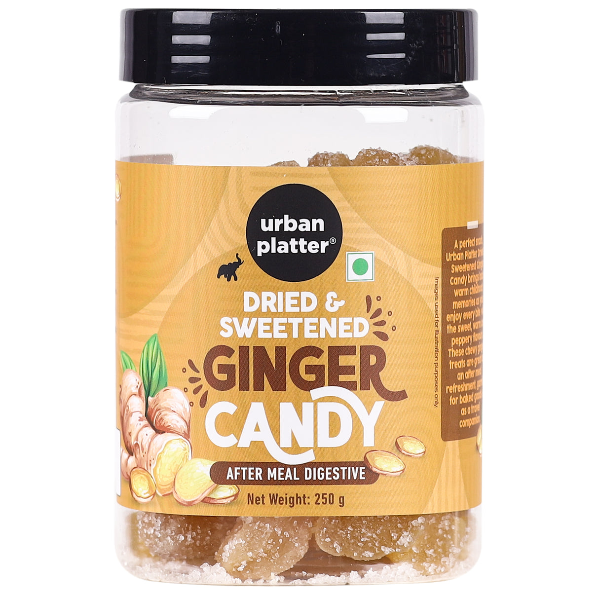 Urban Platter Dried Ginger Candy, 250g (Digestive | Travel-friendly | Helps prevent Nausea)