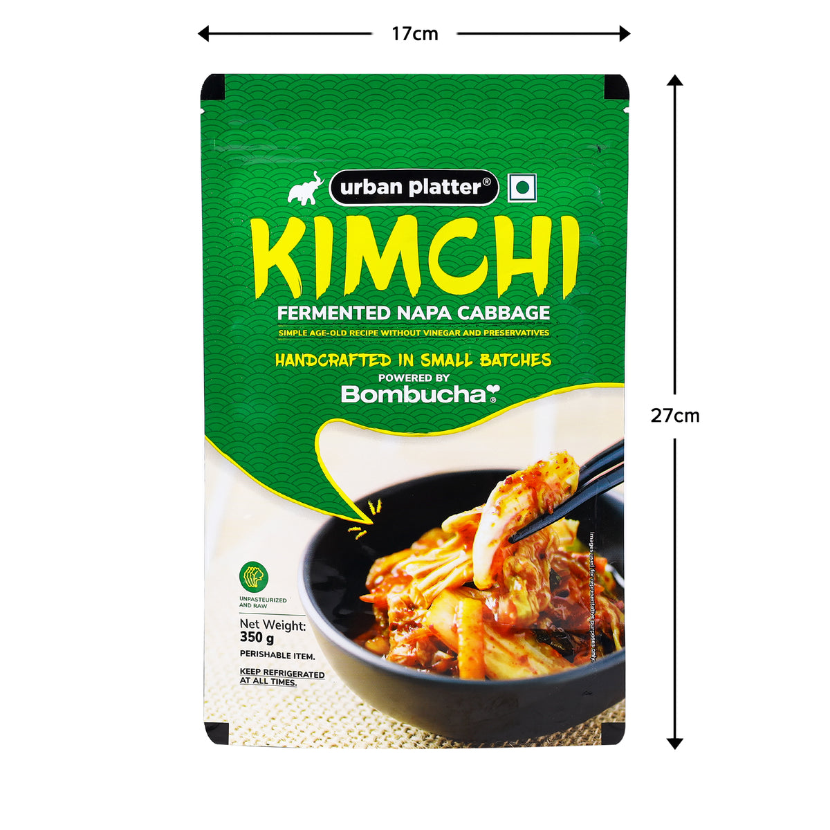 Korean Style Kimchi Fermented Nappa Cabbage, 350g (Raw,Powered by Bombucha)