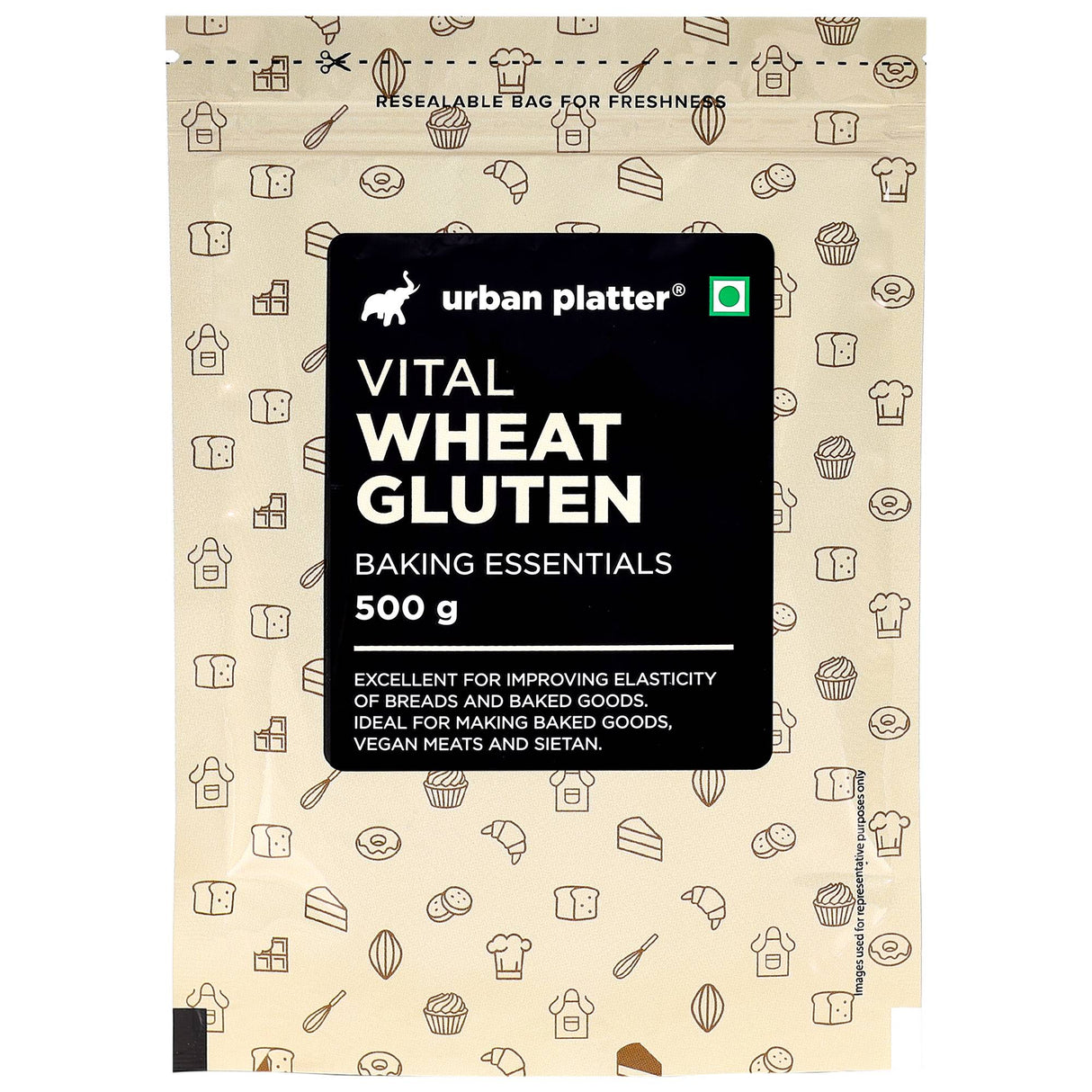 Urban Platter Vital Wheat Gluten, (High-Protein Baking Essential | Key Ingredient for Seitan | Adds Elasticity & Structure | Ideal for Breads)