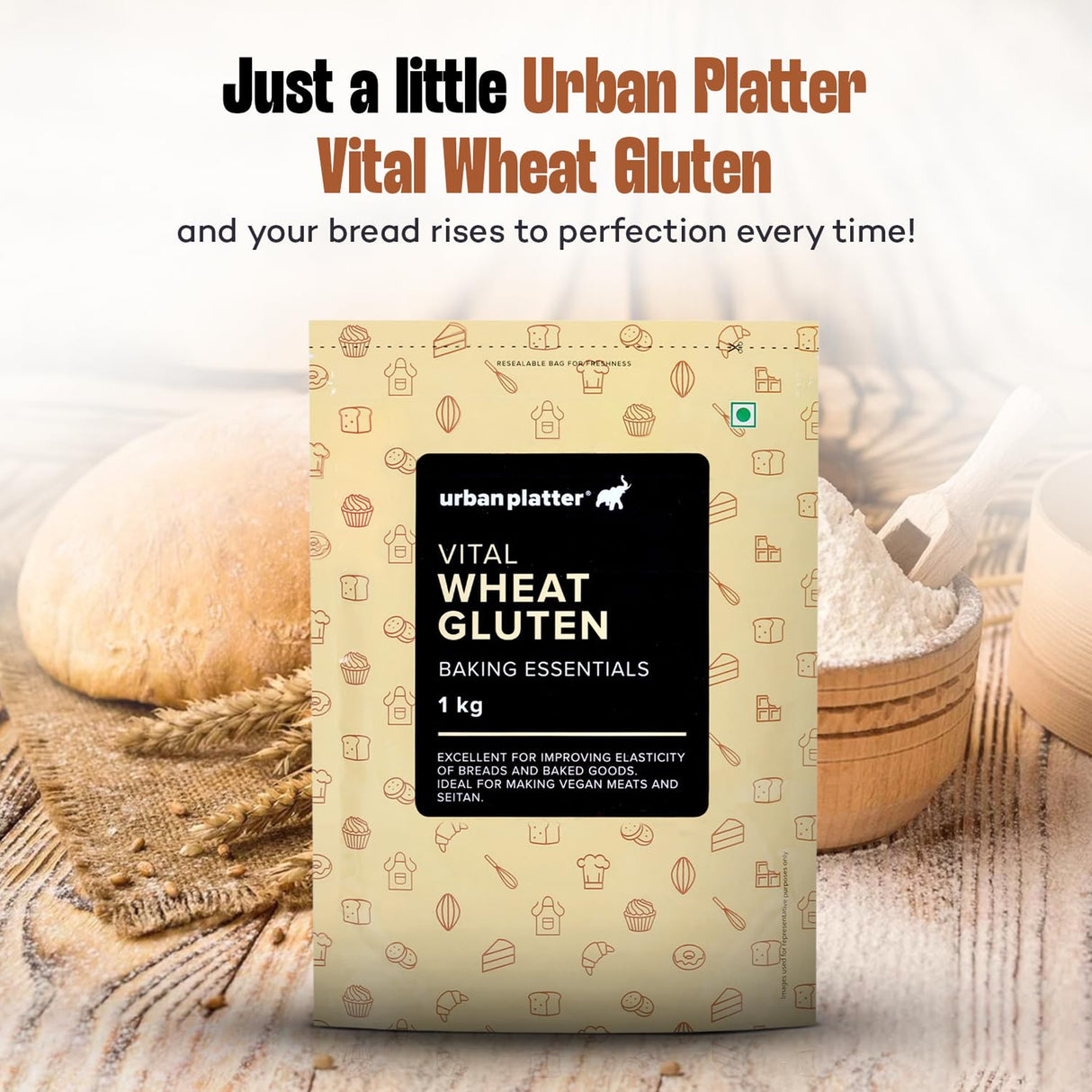 Urban Platter Vital Wheat Gluten, 500g (High-Protein Baking Essential | Key Ingredient for Seitan | Adds Elasticity & Structure | Ideal for Breads)