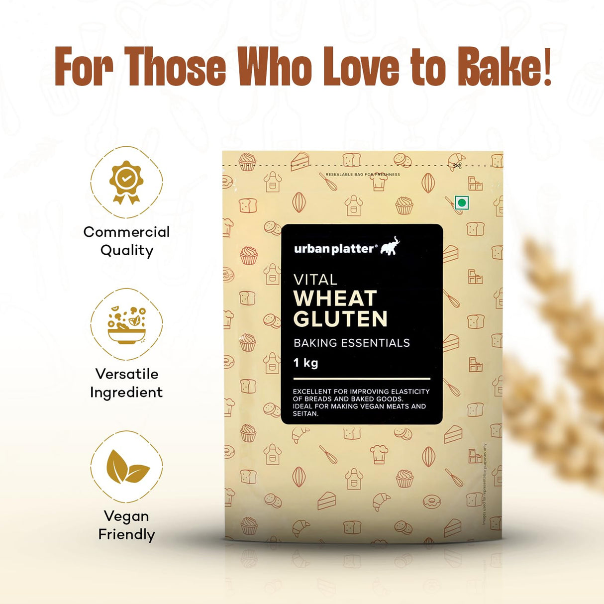 Urban Platter Vital Wheat Gluten, 500g (High-Protein Baking Essential | Key Ingredient for Seitan | Adds Elasticity & Structure | Ideal for Breads)
