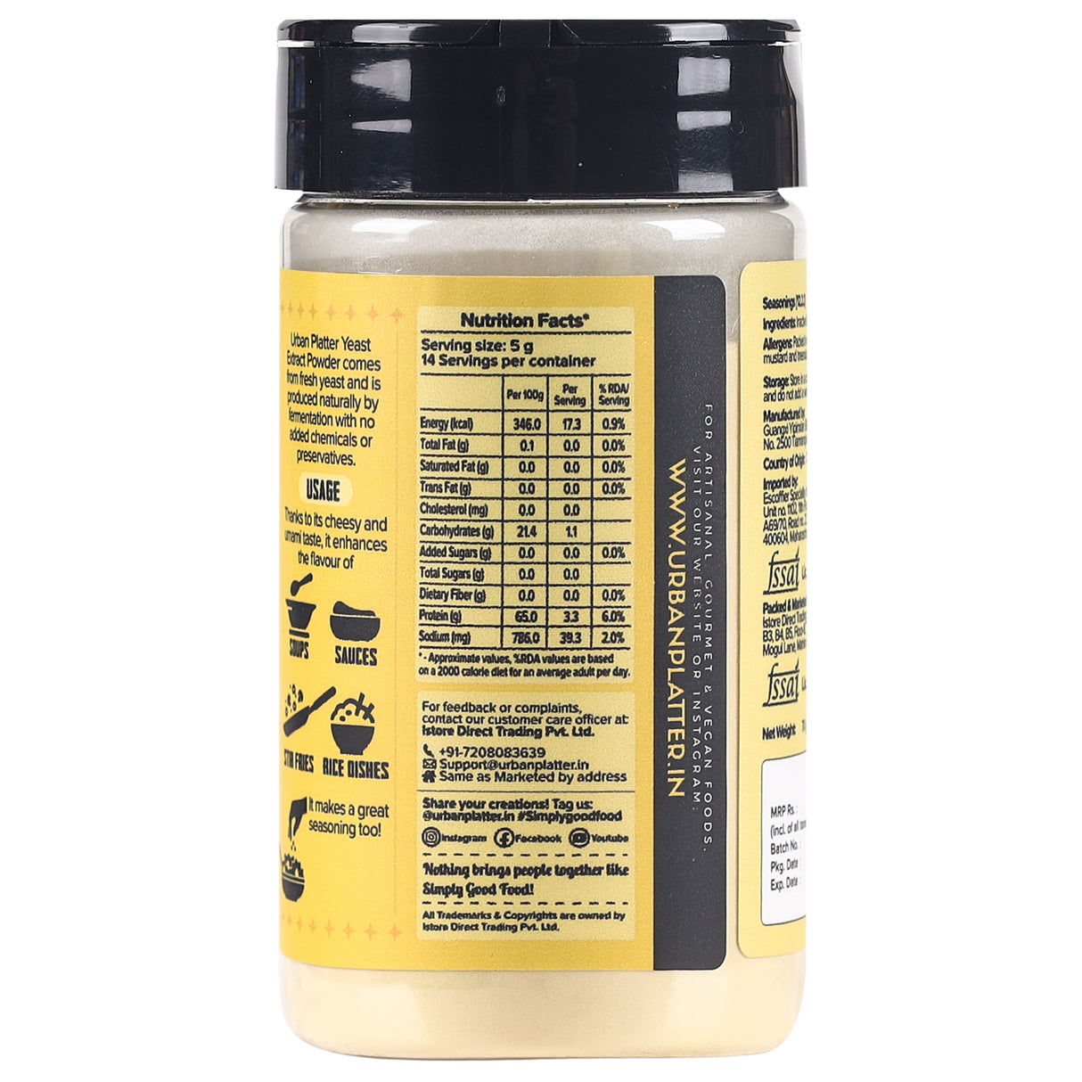 Urban Platter Nutritional Yeast Extract Powder (Unfortified | Deactivated Yeast Powder | For Consumption as Food)