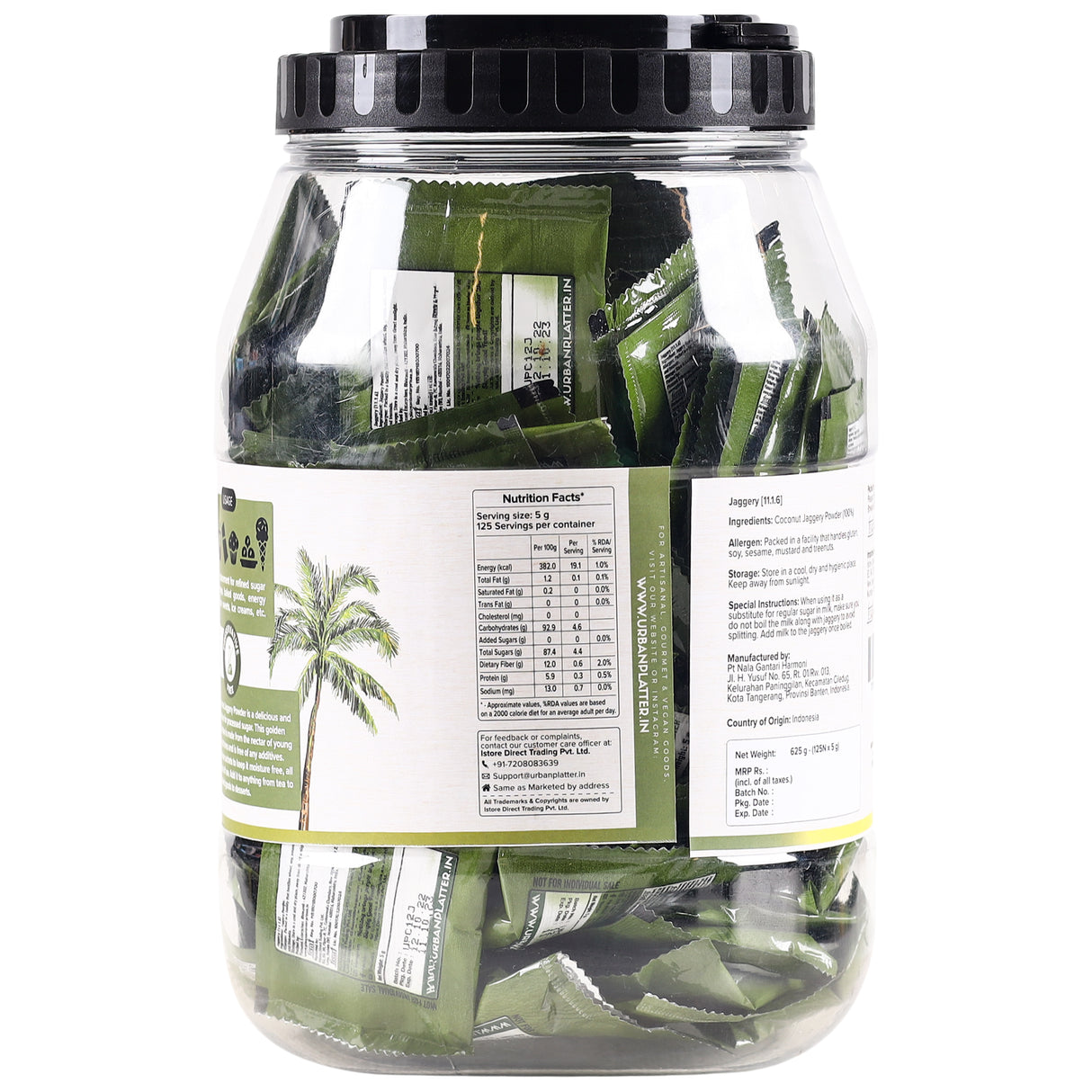 Urban Platter Coconut Sugar Sachets, 625g / 125 x 5g Sachets (Value Pack, Natural Sweetener, Low GI)