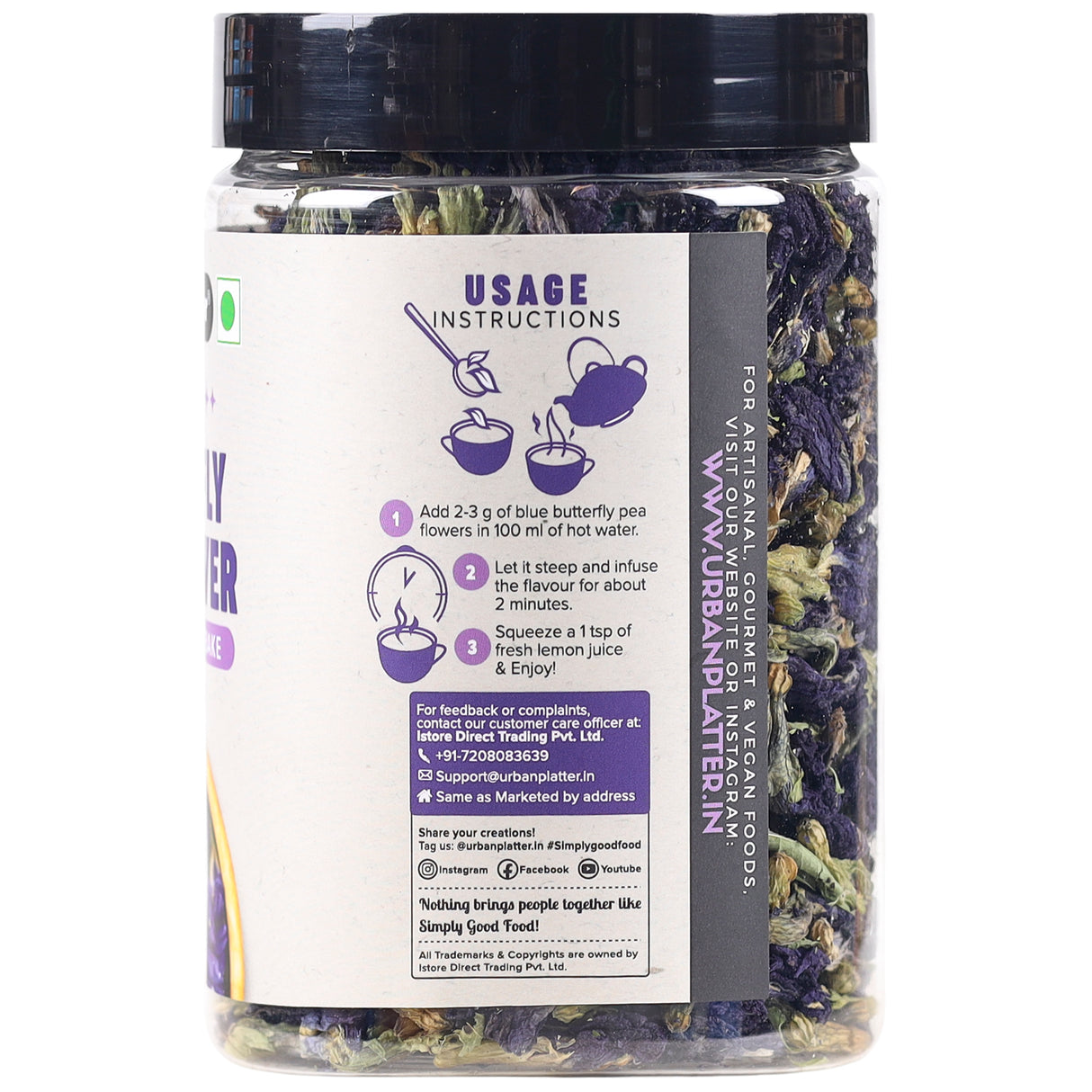 Urban Platter Blue Butterfly Pea Flower Tea (Rich in Antioxidants | Add to teas & cocktails | Natural Colourant)