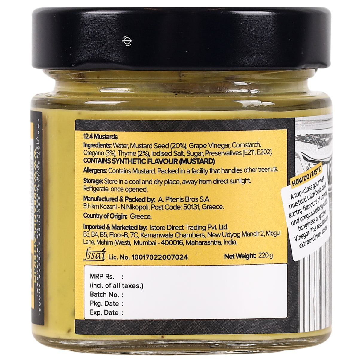 Urban Platter Thyme & Oregano Greek Mustard, 220g - Local Produce of Greece, Mediterranean Cuisine, Perfect for Dressing, Marinades