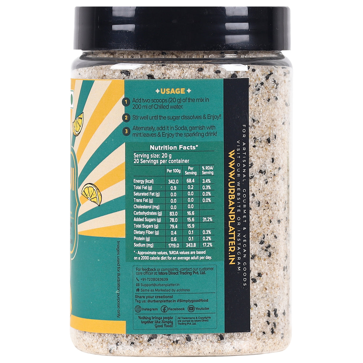 Urban Platter Instant Shikanji, 400g (Instant Masala Sabja Lemonade)