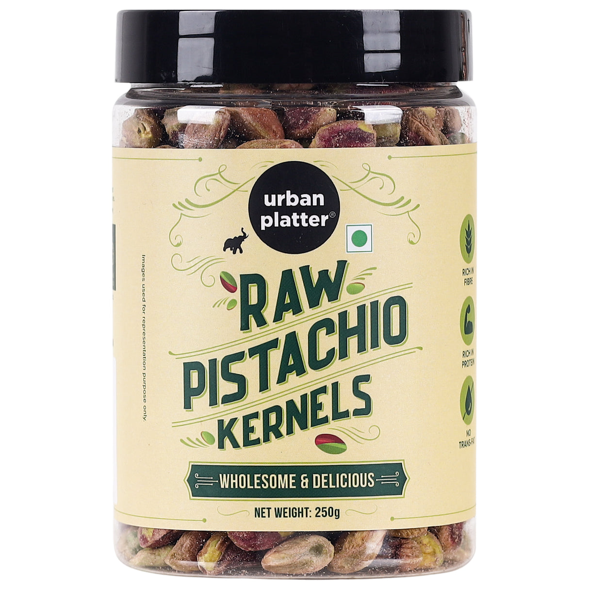 Urban Platter Pistachio Kernels, 250g (Shell Removed Pista | Unroasted and Unsalted | fibre & Protein-Rich | Heart-Healthy Snack)