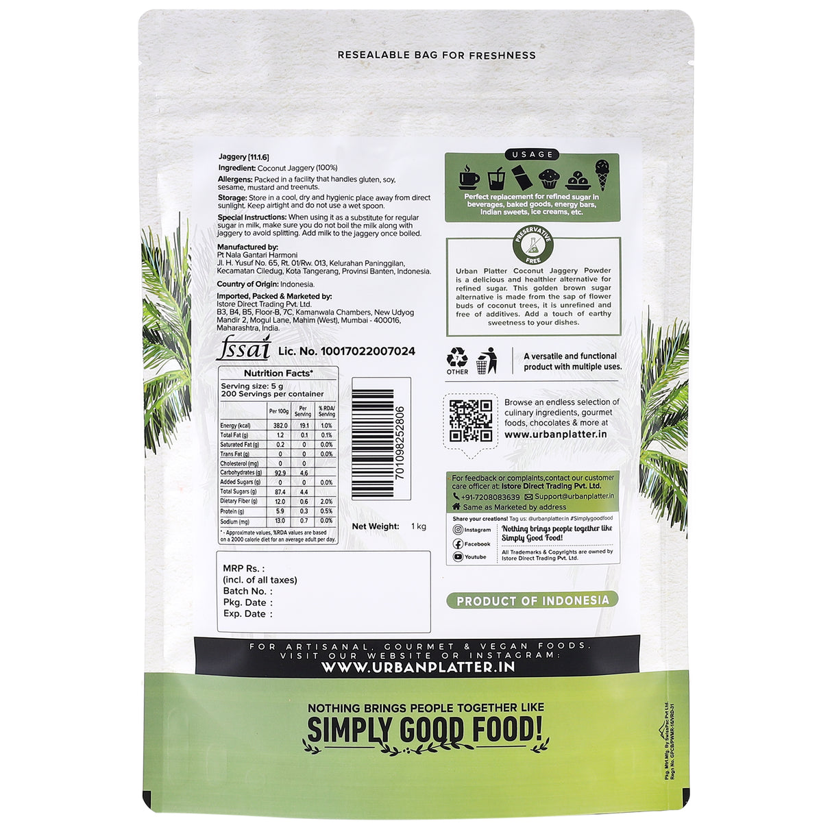Urban Platter Coconut Sugar, 1kg (Low GI, Natural Sweetener, Refined Sugar Alternative) - product image 2