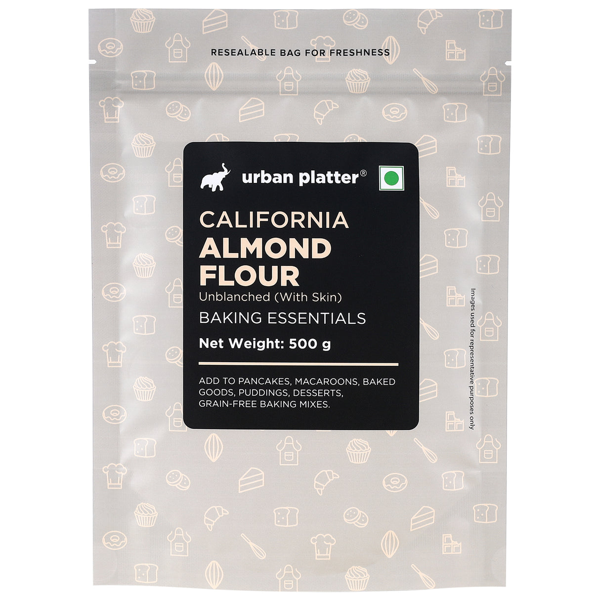 Natural Almond Flour, 500g (Naturally Gluten-free, Low-Carb, Unblanched, Ideal for Baking & Keto Recipes)