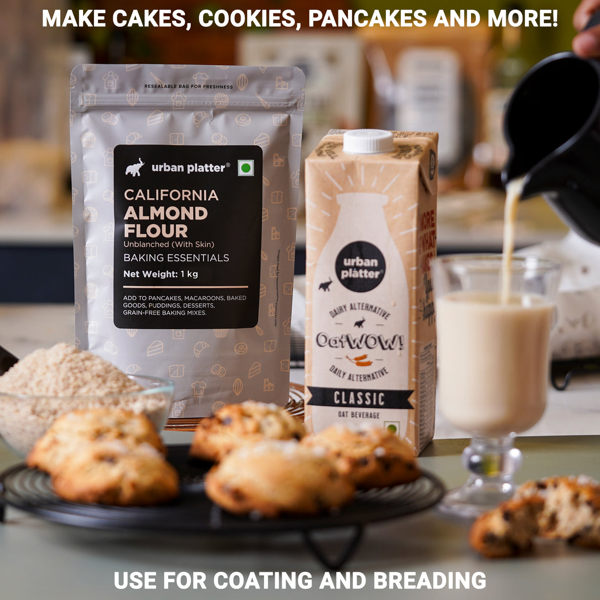 Natural Almond Flour, 1kg (Naturally Gluten-free, Low-Carb, Unblanched, Ideal for Baking & Keto Recipes)