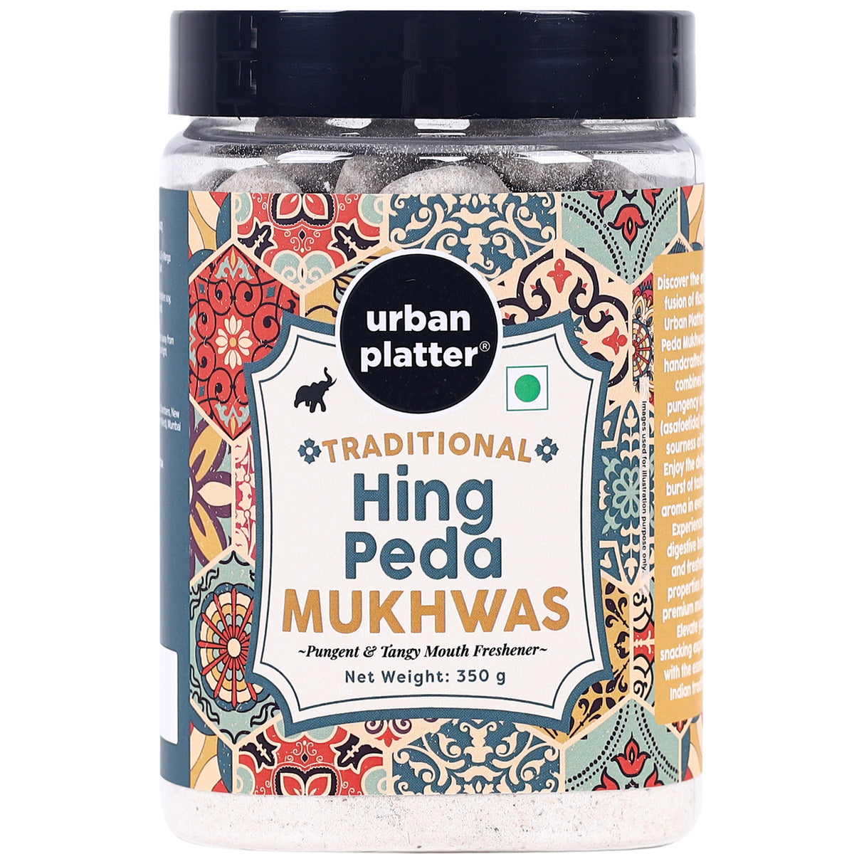 Urban Platter Hing Peda Mukhwas, 350g ( Mouth Freshener, Digestive, After-Meal Snack) - front pack