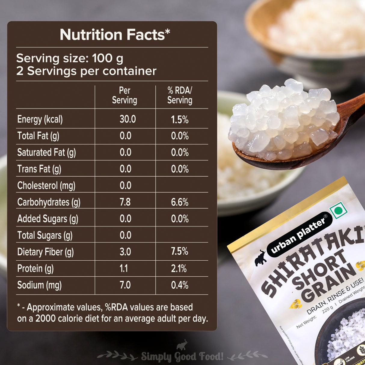 Shirataki Short-Grain Rice, 220g, Pack of 3 (Ultra Low-carb, Low-calorie, Keto-friendly, Fat-free, Gluten-free Alternative to Rice)