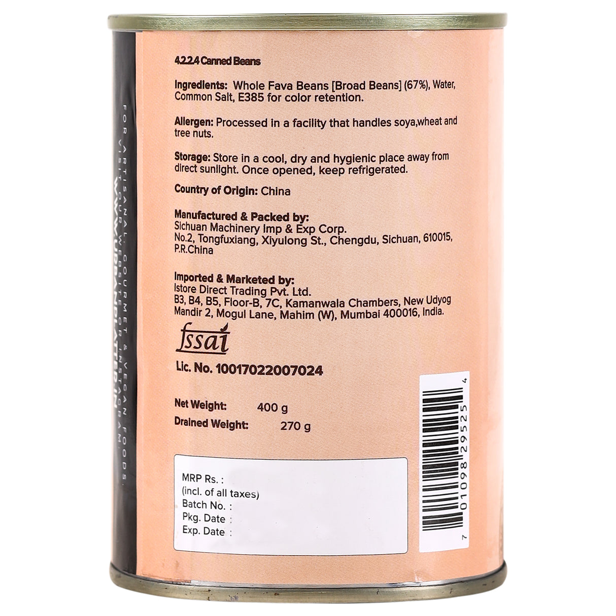 Urban Platter Canned Fava Beans, 400g (Ready to use, Cooked Fava Beans, Broad Beans, Middle Eastern Staple, Foul Medammas)