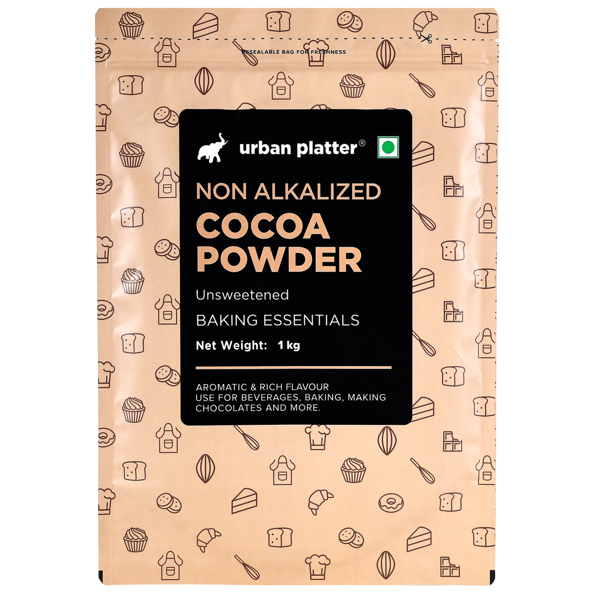 Urban Platter Natural Unsweetened Non Alkalized Cocoa Powder, 1Kg