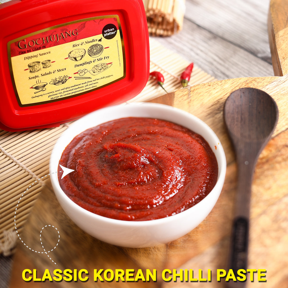 Urban Platter Classic Korean Gochujang, 500g (Plant-Based Fermented Hot Chilli Paste | Unique Umami Flavour | Essential for Korean Cooking)